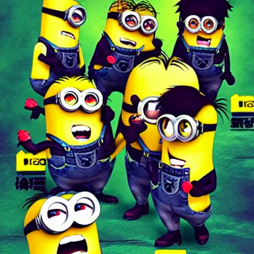 Image similar to Minions in JoJo's bizarre adventure anime style