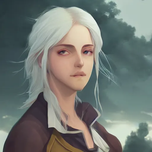 Image similar to portrait of Ciri, by Makoto Shinkai