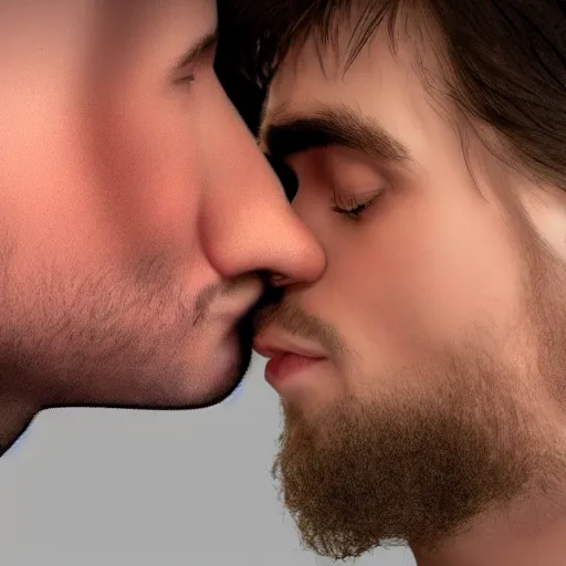 Image similar to a hyperrealistic photograph of moistcr1tikal kissing moistcr1tikal while joel haver watches, love, artstation, deviantart, flickr, 8k, 70mm, face enhance, highly detailed, golden ratio