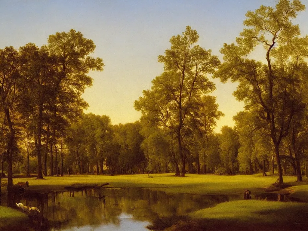 Image similar to a beautiful mississippi landscape, springtime morning, by george caleb bingham, oil on canvas, luminism, hyperrealism