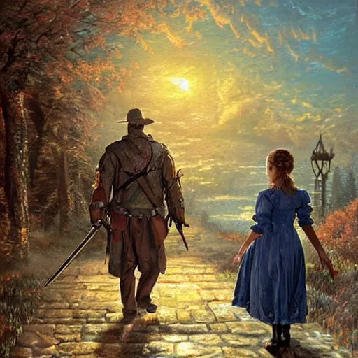 Prompt: realistic portrait beautiful painting of scene from film Hensel and Gretel : Witch Hunter, when they mutate into a Can Cyborg. Horror, created by Thomas Kinkade.