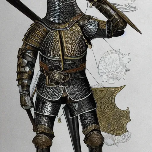 Prompt: highly detailed medieval armor with engravings, intricate, concept art, stunning, trending