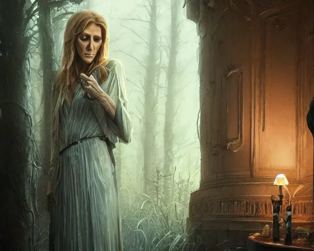 Image similar to highly detailed portrait of celine dion, in the walking dead, stephen bliss, unreal engine, fantasy art by greg rutkowski, loish, rhads, ferdinand knab, makoto shinkai and lois van baarle, ilya kuvshinov, rossdraws, tom bagshaw, global illumination, radiant light, detailed and intricate environment