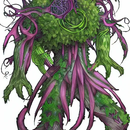 Image similar to a monster made of plants, anime art style, trending on art station