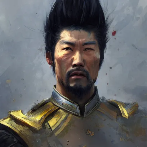 Prompt: a closeup portrait of cao cao, mengde, painted by raymond swanland, painted by greg rutkowski, painted by jeremy mann, by craig mullins, painted by igor kieryluk, trending on artstation