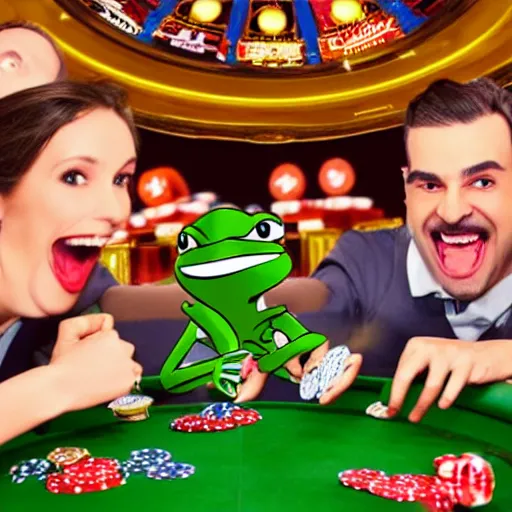 Image similar to pepe crowd in casino, gambling, casino, detailed, realistic