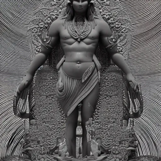 Prompt: an isometric view of a massive statue of a god, octane render, intricate complexity and detailed linework, in the style