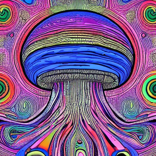 Prompt: a mushroom, highly detailed, psychedelic artwork, masterpiece, trending on artstationhd