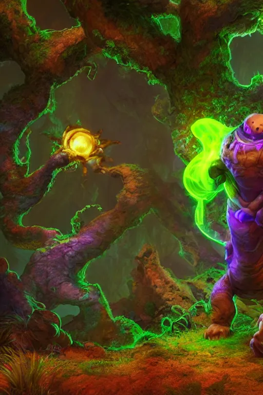 Image similar to arcane fantasy art giant golem elemental wood rock bastion forged gemstone enchanted forest troll, global illumination ray tracing hdr fanart arstation by sung choi and eric pfeiffer and gabriel garza and casper konefal lisa frank zbrush central hardmesh radiating a glowing aura