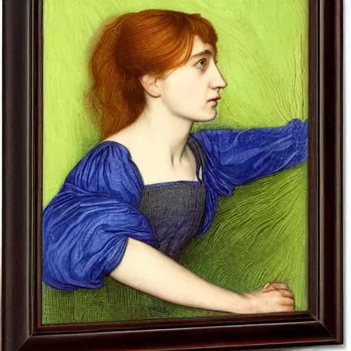 Prompt: a true-to-life portrait of Saoirse Ronan painted by Dante Gabriel Rossetti