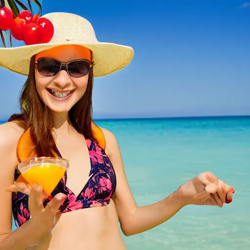 Image similar to tropic hat with all kinds of fruits