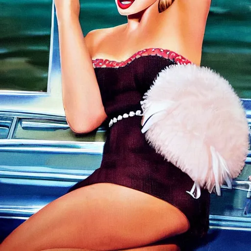 Image similar to Margot Robbie as a pinup girl