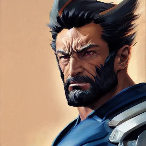 Image similar to Greg Manchess portrait painting of Wolverine as Overwatch character, medium shot, asymmetrical, profile picture, Organic Painting, sunny day, Matte Painting, bold shapes, hard edges, street art, trending on artstation, by Huang Guangjian and Gil Elvgren and Sachin Teng