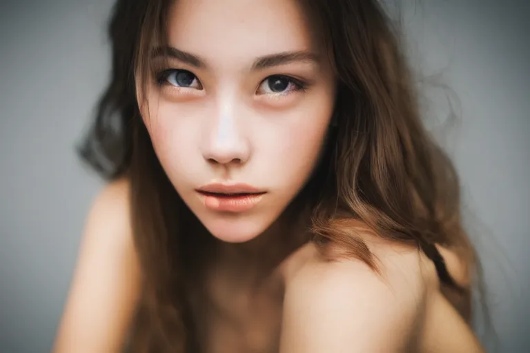 Image similar to a very beautiful girl, photographed by Canon EOS, cinematic lighting, natural complexion, extremely high definition shot, aesthetic canon of proportions