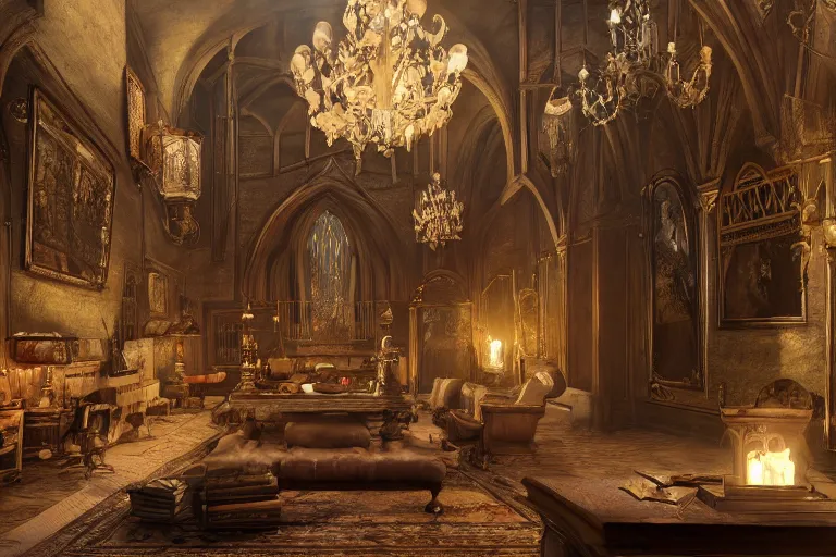 Prompt: A national geographic photo of rich room in hogwarts, Trending on artstation.