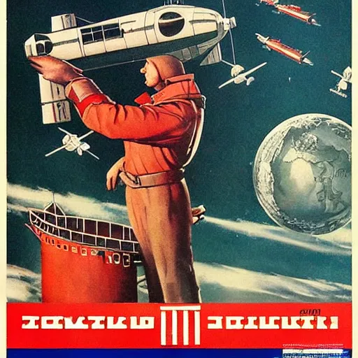 Prompt: soviet spaceship in the style of norman rockwell, world war 2, wwii, propaganda poster, sci - fi illustrations, highly detailed, award - winning, patriotic, soviet, ussr, dark, gritty, ink