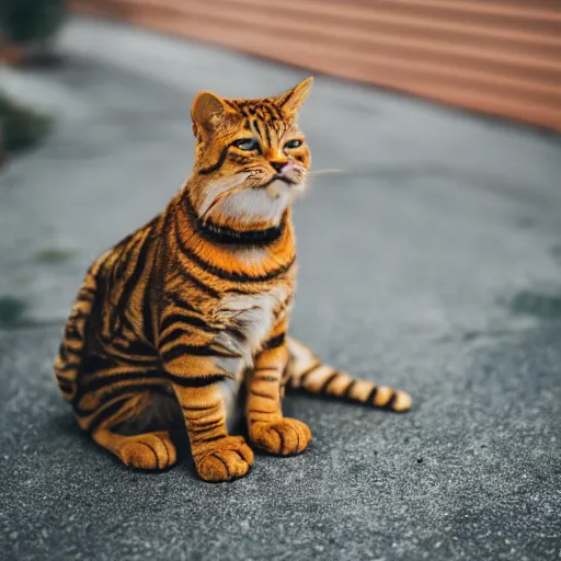 Image similar to portrait photo still of garfield real life, 8 k, 8 5 mm f 1. 8