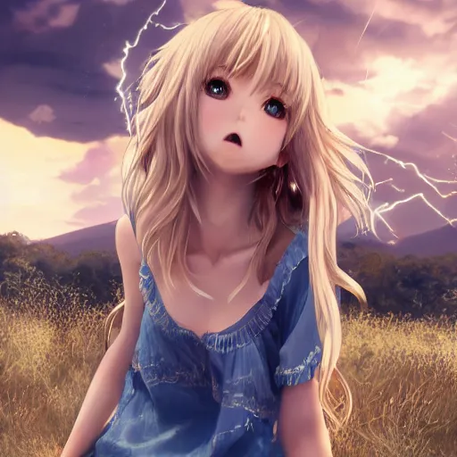 Image similar to a very beautiful anime girl, full body, long wavy blond hair, sky blue eyes, full round face, short smile, cute top, short jeans, summer lake setting, cinematic lightning, medium shot, mid-shot, highly detailed, trending on Artstation, Unreal Engine 4k, cinematic wallpaper by Stanley Artgerm Lau, WLOP, Rossdraws, James Jean, Andrei Riabovitchev, Marc Simonetti, and Sakimichan