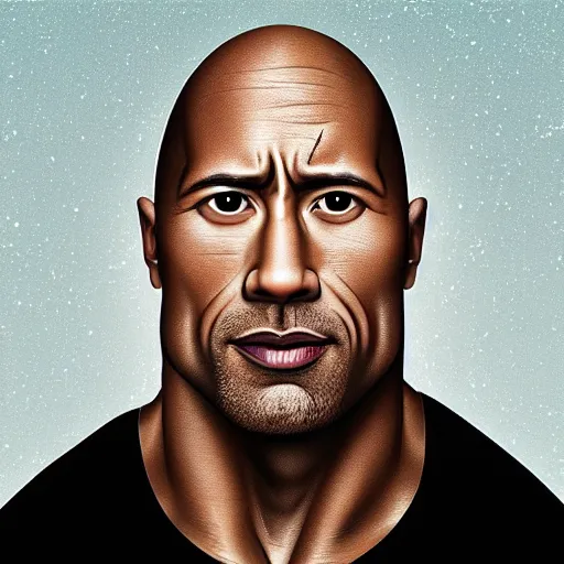 Prompt: “portrait of Dwayne thé rock Johnson with his eyebrow raise, 4K, Solid colour background”
