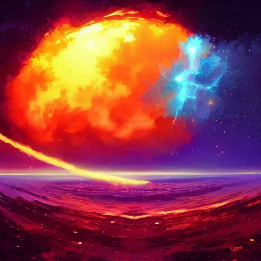 Image similar to a supernova, by anato finnstark, by alena aenami, by john harris, by ross tran, by wlop, by andreas rocha