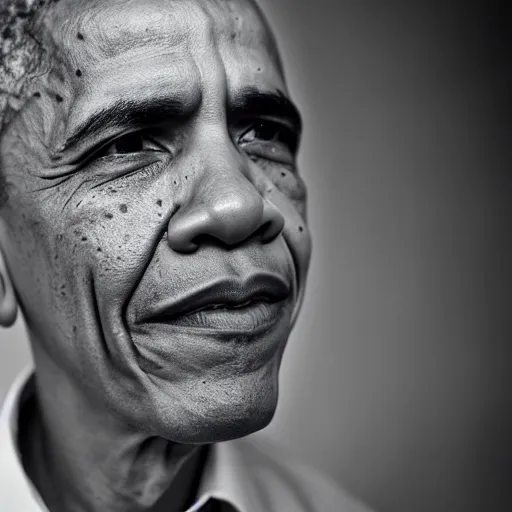 Prompt: a photo by bruce gilden of obama, leica s, flash, high contrast, intricate, closeup of face, beautiful - n 9