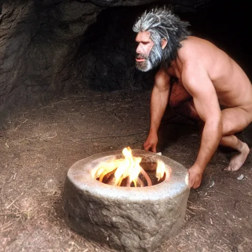 Image similar to cave man discovering fire