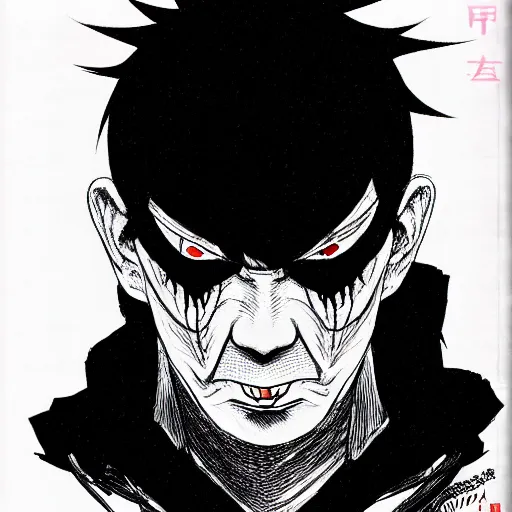 Image similar to Shinzo Abe looking sinister, by Tsutomu Nihei, highly detailed