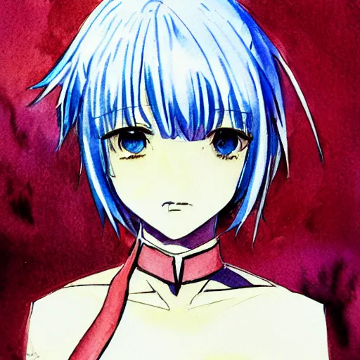 Image similar to watercolor sketch of rei ayanami