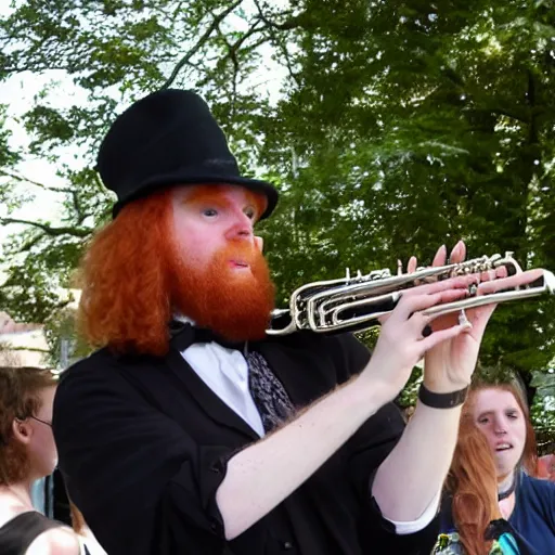 Prompt: a ginger clarinettist stealing the souls of his audience