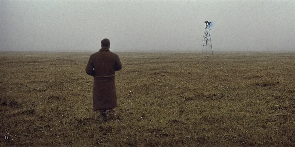 Prompt: detailed analog medium format photo from tarkovsky movie stalker, someone watching sneakily in distance, haze, high production value, intricate details, 8 k resolution, hyperrealistic, hdr, photorealistic, high definition, tehnicolor, award - winning photography, masterpiece, amazing colors