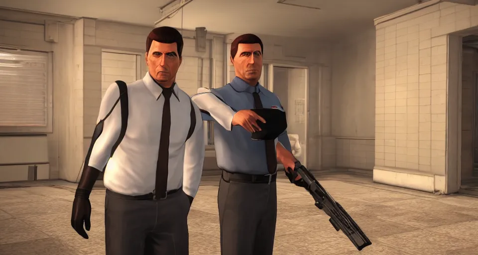 Image similar to Screenshot of Sterling Archer from the show Archer as a 3d NPC in the videogame 'Hitman 3' (2021). Sharpened. 1080p. High-res. Ultra graphical settings.