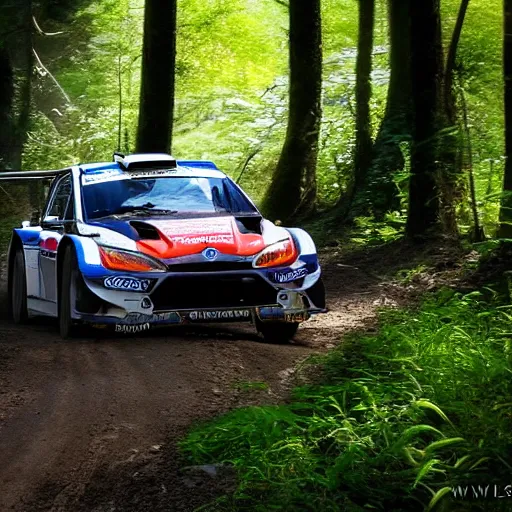 Image similar to 3 rally cars racing through a forest with a river behind them, sun shining through the trees, motion blur high detail ultra realistic 8k,-W 1024