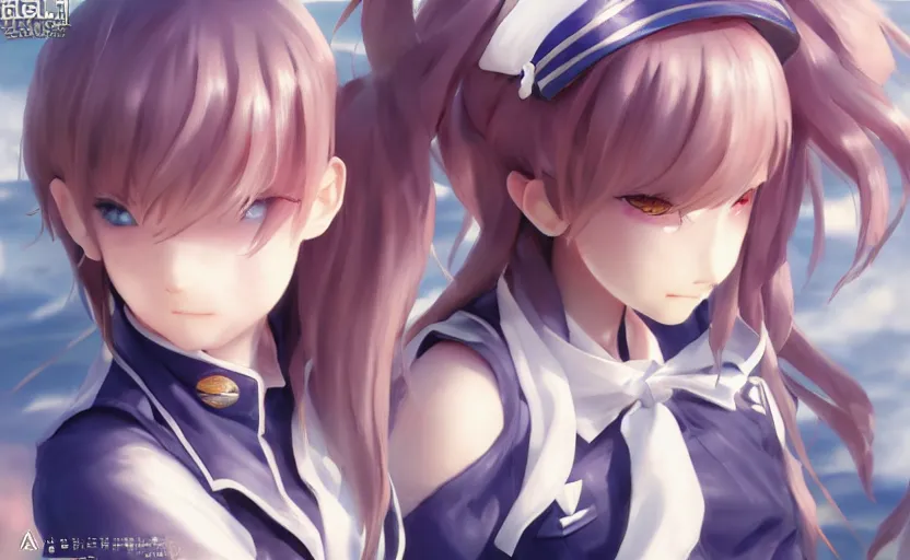 Prompt: highly detailed, character art, octane, anime art, stunning, realistic lightning, realistic ocean, characters from azur lane, matte, sharp focus, intricate, 150mm, illustration, artstation, art by akio watanabe, realistic human anatomy, smooth, female sailor uniforms
