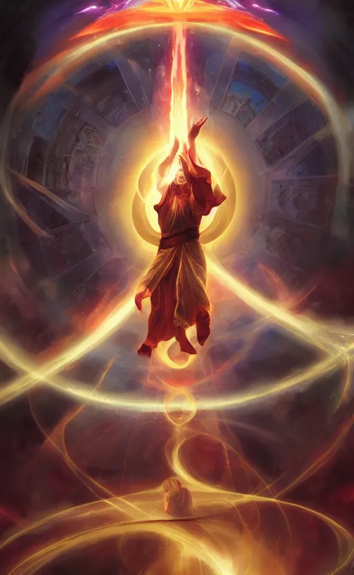 Prompt: holy monk unleashes thousand divine hand strike ultimate move by kev walker and noah bradley and delphin enjolras and daniel f. gerhartz