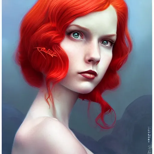 Image similar to Lofi portrait of redhead, Pixar style by Stanley Artgerm and Tom Bagshaw and Tristan Eaton and Tim Burton