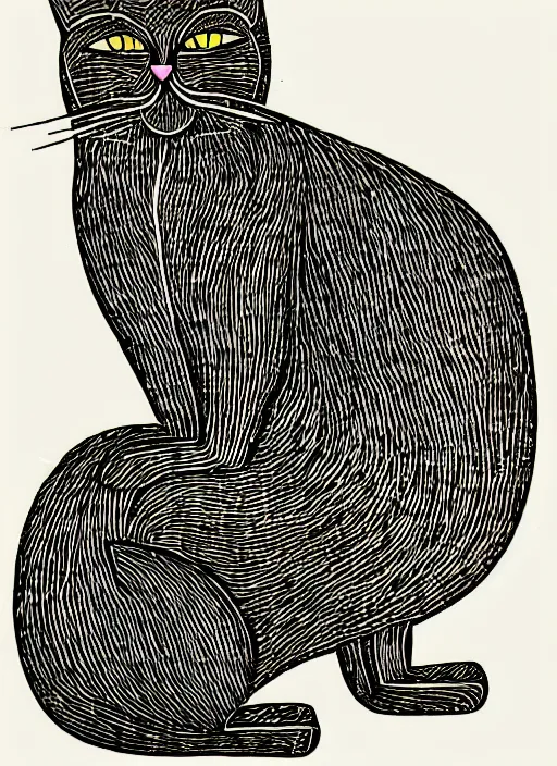 Image similar to cat woodcut print by Samuel Jessurun de Mesquita