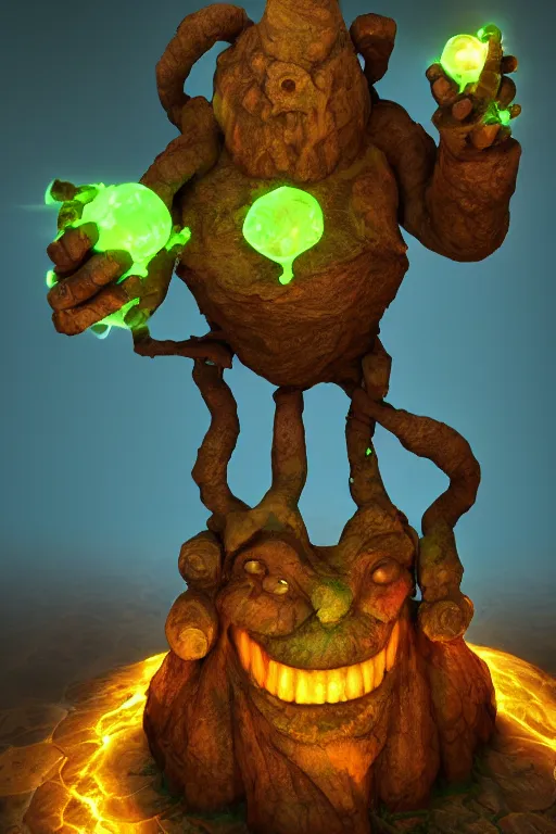 Image similar to arcane fantasy art giant golem elemental wood rock bastion forged gemstone enchanted forest troll, global illumination ray tracing hdr fanart arstation by sung choi and eric pfeiffer and gabriel garza and casper konefal lisa frank zbrush central hardmesh radiating a glowing aura