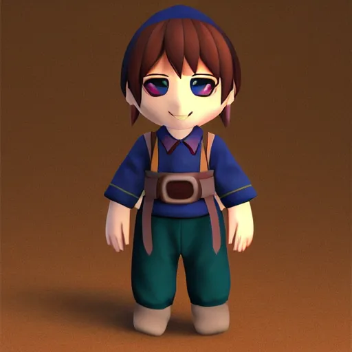 Prompt: cute fumo plush of the boy who runs the local inn in an rpg village, npc villager, vray