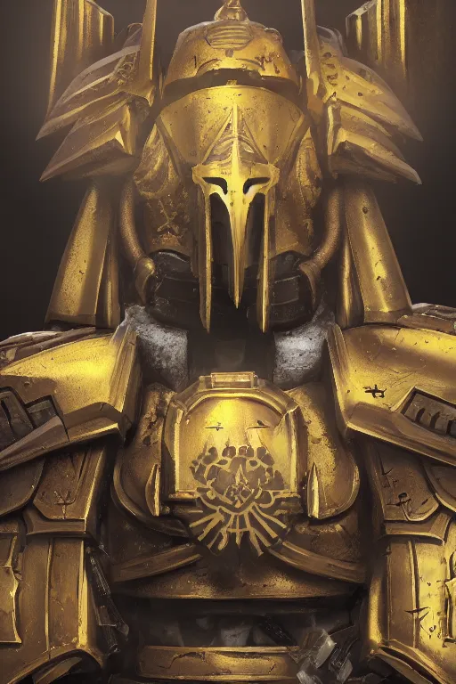 Image similar to armor portrait heros warhammer 4 0 k horus heresy fanart - the primarchs emperor by johannes helgeson animated with vfx concept artist & illustrator global illumination ray tracing hdr fanart arstation zbrush central hardmesh 8 k octane renderer comics stylized