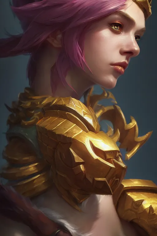 Image similar to league of legends portrait, au naturel, hyper detailed, digital art, trending in artstation, cinematic lighting, studio quality, smooth render, unreal engine 5 rendered, octane rendered, art style by klimt and nixeu and ian sprigger and wlop and krenz cushart.