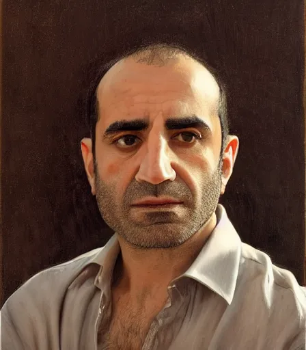 Image similar to a high quality, high detail, photorealistic portrait of ramin rahimi by james nachtwey and lucian freud,