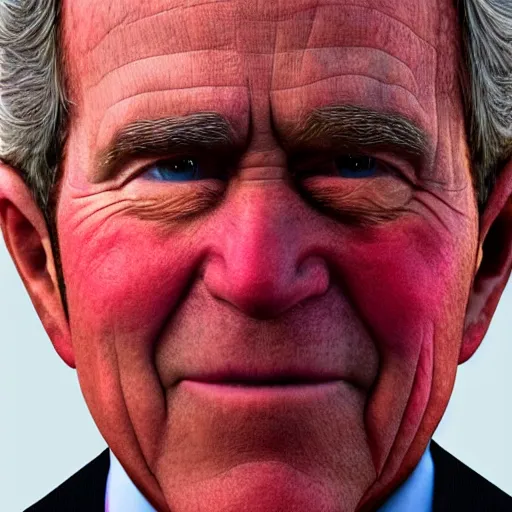 Prompt: a closeup photorealistic photograph of george bush. film still, vibrant colors. this 4 k hd image is trending on artstation, featured on behance, well - rendered, extra crisp, features intricate detail, epic composition and the style of unreal engine.
