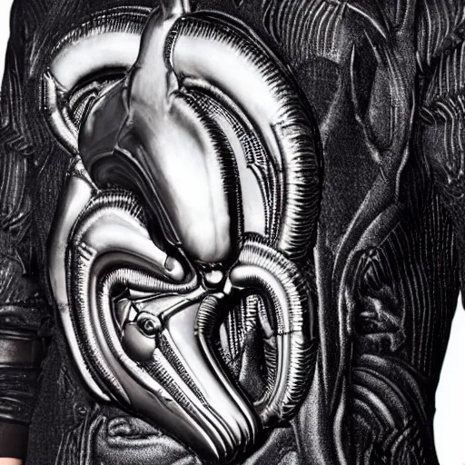 Prompt: giger hugo boss xenomorph fashion