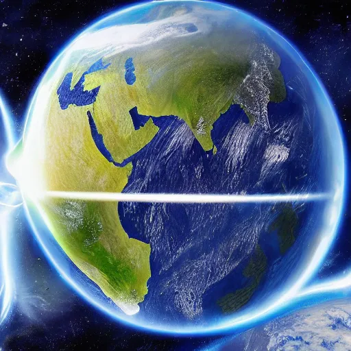 Prompt: the earth being hit with a tennis racquet, high detail