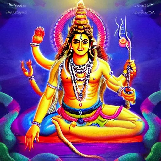 Image similar to lord Shiva in beast form colourful