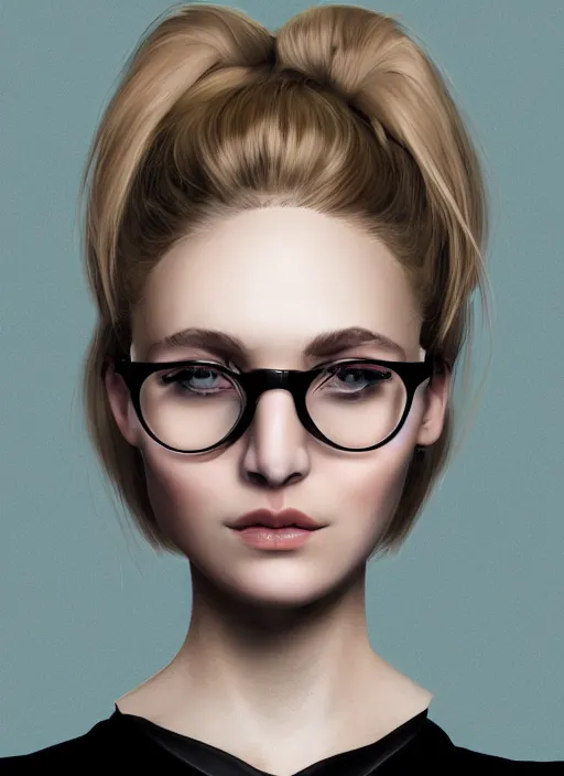 a french woman with blonde hair tied in a strict bun, | Stable ...