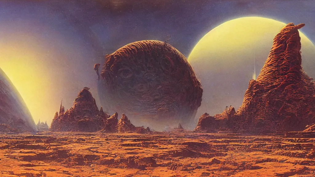 Image similar to alien planet, an empire in upheaval by arthur haas and bruce pennington, cinematic matte painting