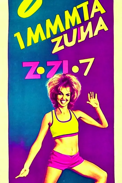 Image similar to 1970s zumba fitness art poster