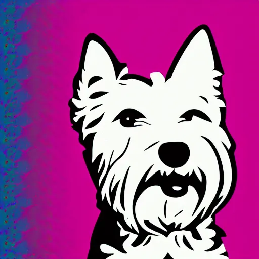 Image similar to pop art of a westie 8k hd high resolution