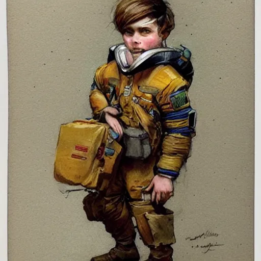 Image similar to (((((portrait of boy dressed as retro space explorer in an actionpose . muted colors.))))) by Jean-Baptiste Monge !!!!!!!!!!!!!!!!!!!!!!!!!!!